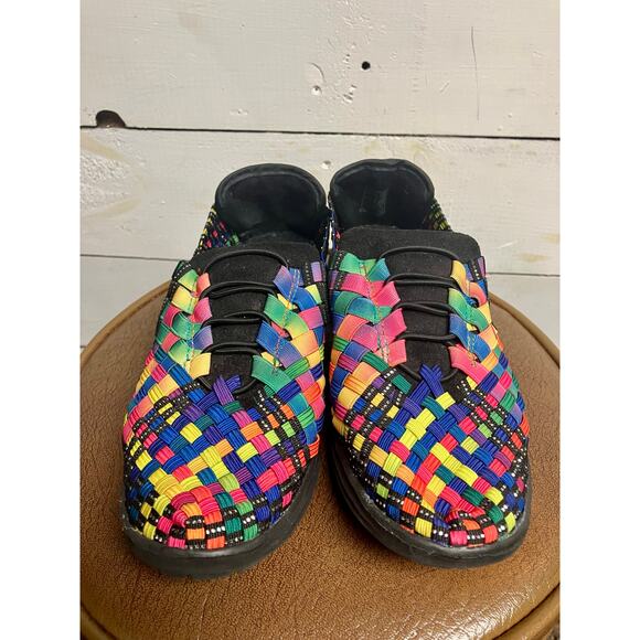 BM Bernie Shoes - BM Bernie Basket Weave Rainbow Slip-on Shoes.